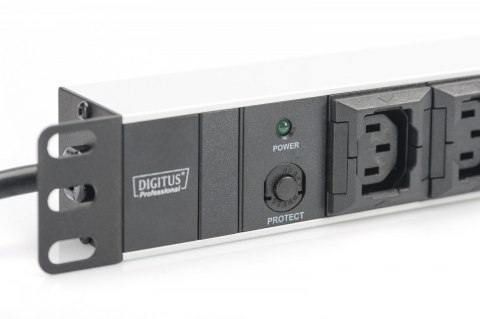 Digitus Listwa zasilająca PDU 19 cali RACK 10xC13, 2m 1xC14, 10A aluminiowa