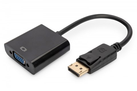 Digitus Kabel adapter Displayport z zatrzaskiem 1080p 60Hz FHD Typ DP/DSUB15 M/Ż 0,15m czarny