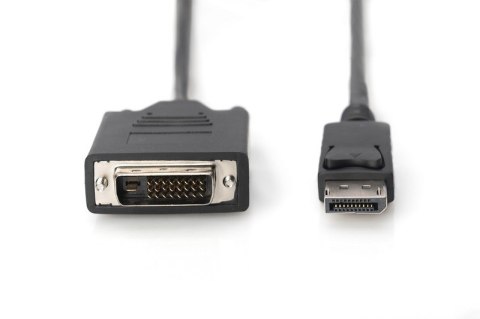 Digitus Kabel adapter Displayport z zatrzaskiem 1080p 60Hz FHD Typ DP/DVI-D (24+1) M/M 3m czarny