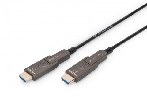 Digitus Kabel hybrydowy AOC HDMI 2.0 Premium High Speed Ethernet 4K60Hz UHD HDMI D/A HDMI D/A M/M z odłączanym wtykiem, 20m, czarny