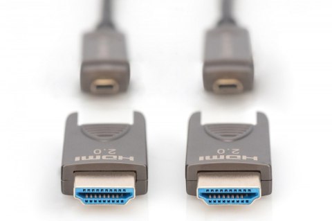 Digitus Kabel hybrydowy AOC HDMI 2.0 Premium High Speed Ethernet 4K60Hz UHD HDMI D/A HDMI D/A M/M z odłączanym wtykiem, 20m, czarny