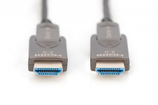 Digitus Kabel hybrydowy AOC HDMI 2.0 Premium High Speed Ethernet 4K60Hz UHD HDMI D/A HDMI D/A M/M z odłączanym wtykiem, 30m, czarny