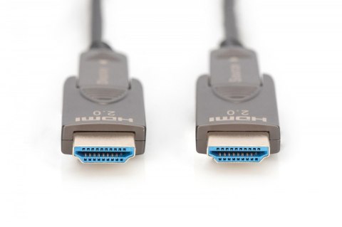 Digitus Kabel hybrydowy AOC HDMI 2.0 Premium High Speed Ethernet 4K60Hz UHD HDMI D/A HDMI D/A M/M z odłączanym wtykiem, 30m, czarny