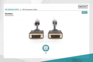 Digitus Kabel połączeniowy DVI-D DualLink WQXGA 30Hz Typ DVI-D (24+1)/DVI-D (24+1) M/M 3m czarny