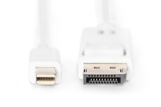 Digitus Kabel połączeniowy Displayport 1080p 60Hz FHD Typ miniDP/DP M/M 3m biały