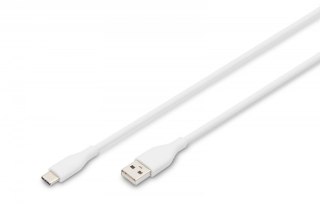 Digitus Kabel połączeniowy silikonowy USB-A - USB-C, USB 2.0 60W, 2m Biały