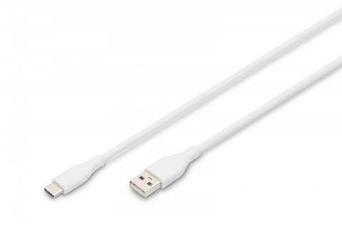 Digitus Kabel połączeniowy silikonowy USB-A - USB-C, USB 2.0 60W, 2m Biały