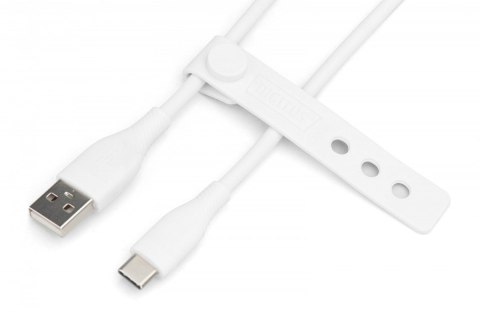 Digitus Kabel połączeniowy silikonowy USB-A - USB-C, USB 2.0 60W, 2m Biały