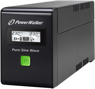PowerWalker UPS POWER WALKER LINE-INTERACTIVE 600VA 3X IEC 230V,PURE SINE WAVE,RJ11/45 IN/OUT,USB,LCD (Pełna sinusoida)