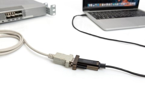 Digitus Kabel adapter USB-C 2.0 męski do RS232 (DB9) męski | chipset FTDI FT232RL | czarny | mocowanie na śruby | 1.0m