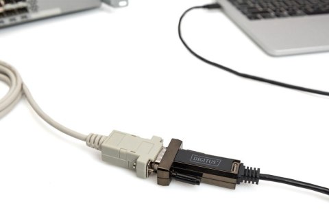 Digitus Kabel adapter USB-C 2.0 męski do RS232 (DB9) męski | chipset FTDI FT232RL | czarny | mocowanie na śruby | 1.0m