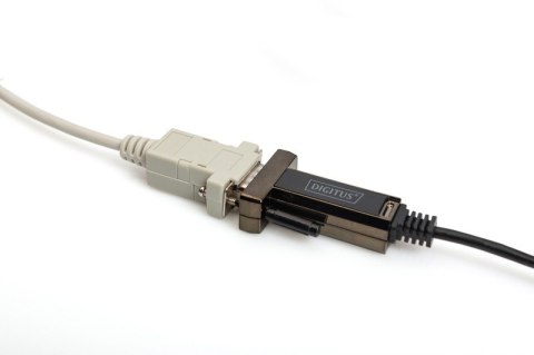 Digitus Kabel adapter USB-C 2.0 męski do RS232 (DB9) męski | chipset FTDI FT232RL | czarny | mocowanie na śruby | 1.0m