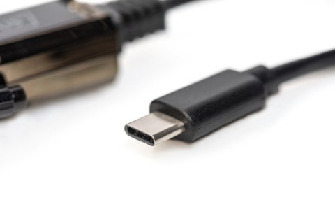Digitus Kabel adapter USB-C 2.0 męski do RS232 (DB9) męski | chipset FTDI FT232RL | czarny | mocowanie na śruby | 1.0m