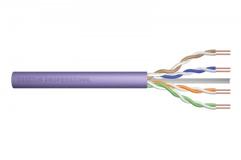 Digitus Kabel teleinformatyczny, instalacyjny, U/UTP kat.6 4x2xAWG23/1, drut, miedziany, LSZH, 100m, fioletowy