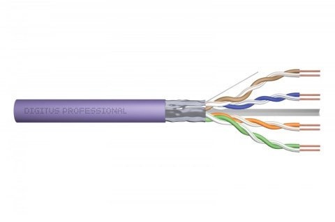 Digitus Kabel teleinformatyczny instalacyjny kat.6, F/UTP, Dca, drut, AWG 23/1, LSOH, 500m, szpula, fioletowy
