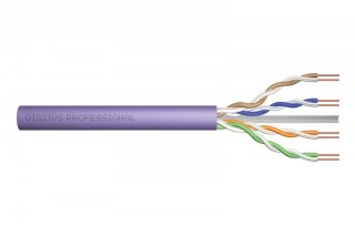 Digitus Kabel teleinformatyczny instalacyjny kat.6, U/UTP, B2ca, drut, AWG 23/1, LSOH, 100m fioletowy