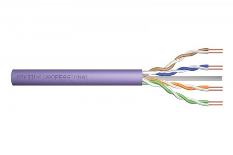 Digitus Kabel teleinformatyczny instalacyjny kat.6, U/UTP, B2ca, drut, AWG 23/1, LSOH, 500m, szpula, fioletowy