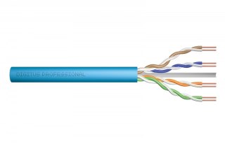 Digitus Kabel teleinformatyczny instalacyjny kat.6A, U/UTP, Dca, AWG 23/1, LSOH, 500m szpula, niebieski