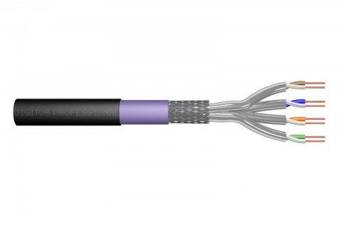 Digitus Kabel teleinformatyczny instalacyjny zewnętrzny kat.7, S/FTP, Eca, drut, AWG 23/1, PE, 1000m, szpula, czarny