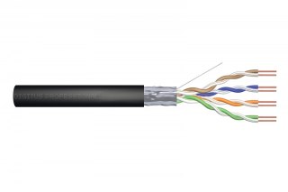 Digitus Kabel teleinformatyczny instalacyjny zewnętrzny żelowany kat.5e, F/UTP, Fca, drut, AWG24/1, PE, 305m, szpula czarny
