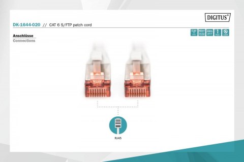 Digitus Patch cord S/FTP kat.6 LS0H 2m szary