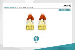 Digitus Patch cord S/FTP kat.6A LSOH 0,25m czerwony