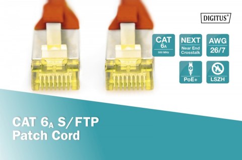 Digitus Patch cord S/FTP kat.6A LSOH 0,5m czerwony