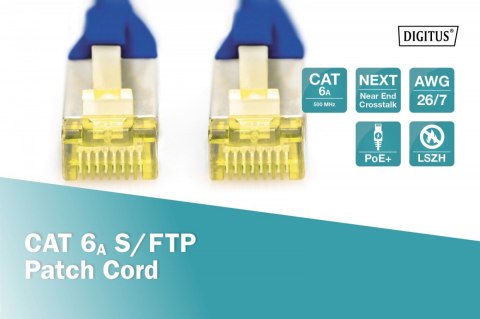 Digitus Patch cord S/FTP kat.6A LSOH 0,5m niebieski