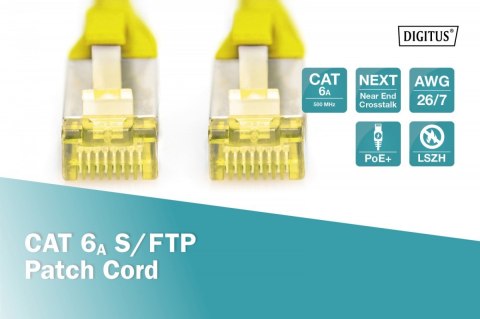 Digitus Patch cord S/FTP kat.6A LSOH 0,5m żółty