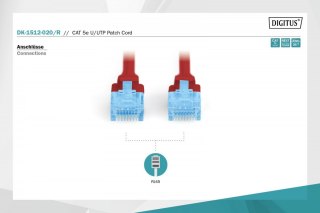 Digitus Patch cord U/UTP kat.5e PVC 2m czerwony