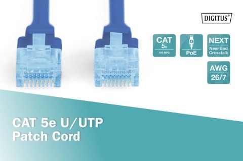 Digitus Patch cord kat.5e UTP, CU, AWG 26/7 0,5m niebieski
