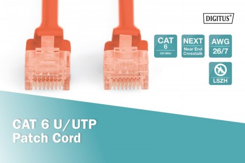 Digitus Patch cord nieekranowany U/UTP Kat.6 AWG 26/7 miedź LSOH 1m czerwony