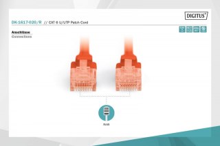 Digitus Patch cord nieekranowany U/UTP Kat.6 AWG 26/7 miedź LSOH 2,0m czerwony