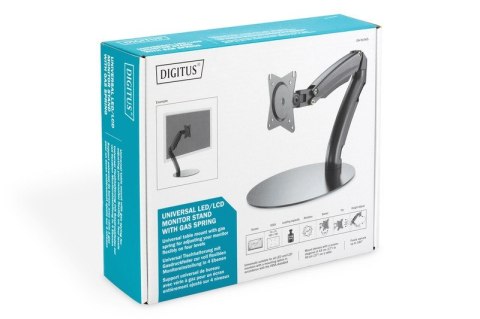 Digitus Ramię biurkowe pojedyncze, 1xLCD, max. 27", max. 6.5kg, uchylno-obrotowe 180° (PIVOT)