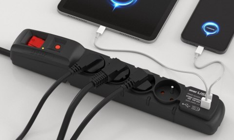Acar Listwa zasilająca ACAR F4 USB A+C 1.5m 4X PD3.0