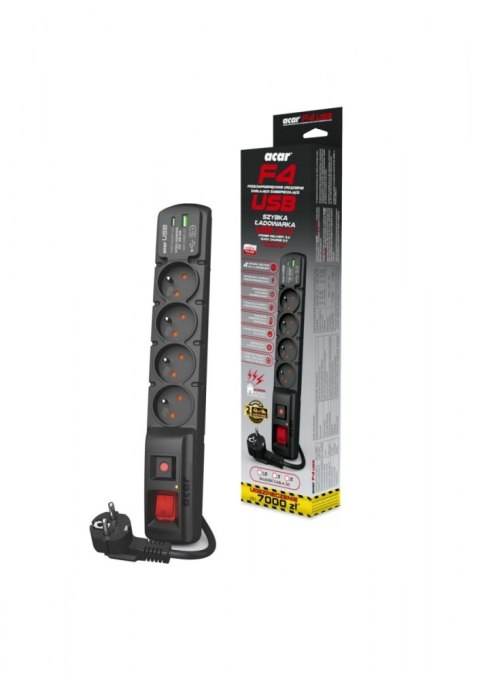 Acar Listwa zasilająca ACAR F4 USB A+C 1.5m 4X PD3.0