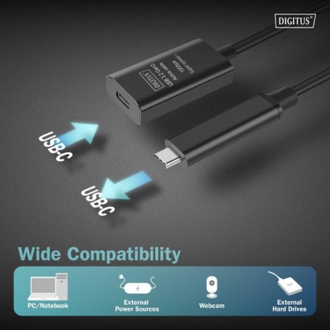 Digitus Kabel przedłużający aktywny USB-C - USB-C, USB 3.2 Gen2, 10Gbps, 5m