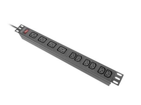 Lanberg Listwa zasilająca rack PDU 19 cali 1U 16A 2M 4X C19 6X IEC C13 C20 czarna