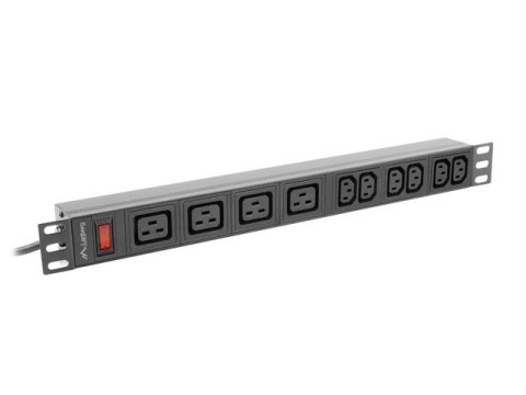 Lanberg Listwa zasilająca rack PDU 19 cali 1U 16A 2M 4X C19 6X IEC C13 C20 czarna