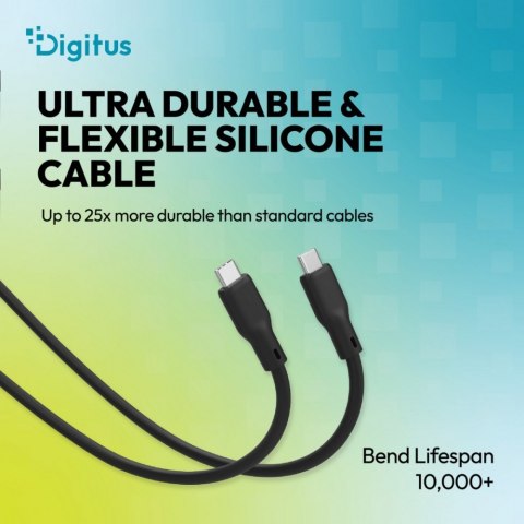 Digitus Kabel połączeniowy silikonowy USB-C-USB-C | USB 4 ver.2.0 80Gbps | 8K@60Hz | PD 3.1 240W| 1,5m | czarny