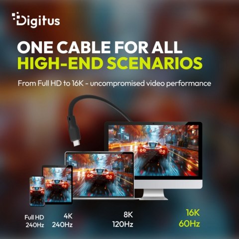 Digitus Kabel połączeniowy silikonowy USB-C-USB-C | USB 4 ver.2.0 80Gbps | 8K@60Hz | PD 3.1 240W| 1,5m | czarny