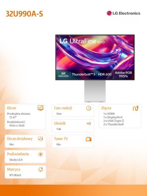 LG Electronics Monitor UltraFine evo Nano IPS Black 32U990A-S