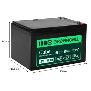 Green Cell Akumulator bezobsługowy do kasy fiskalnej, zabawek, kamer AGM VRLA 12V 12Ah IP54