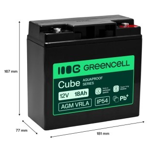 Green Cell Akumulator bezobsługowy do kasy, zabawek, kamer AGM VRLA 12V 18Ah, IP54