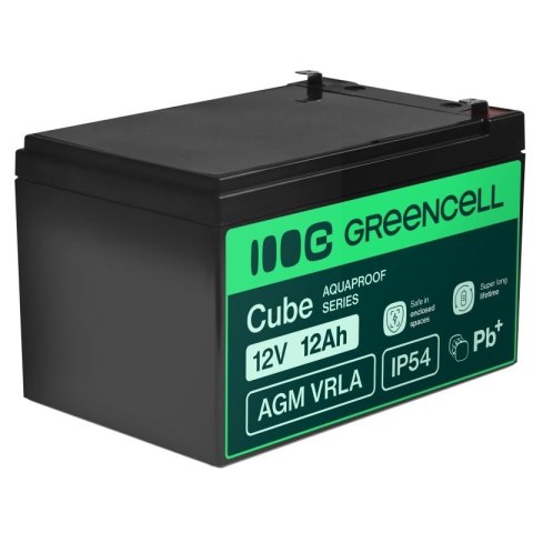 Green Cell Akumulator bezobsługowy do kasy, zabawki, kamery AGM VRLA 12V 12Ah IP54