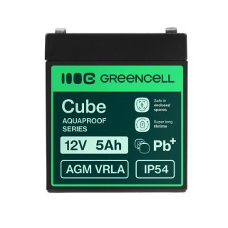 Green Cell Akumulator bezobsługowy do kasy, zabawki, kamery AGM VRLA 12V 5Ah IP54