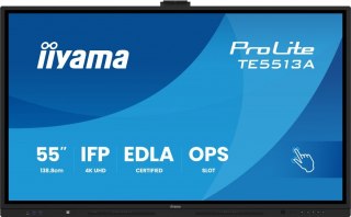 IIYAMA Monitor 55 cali ProLite TE5513A-B3AG INFRARED,40pkt,IPS,4K,500cd,1200:1,8ms WiFi,USB, ANDROID 14, Google EDLA,2x20W, uchwyt ści