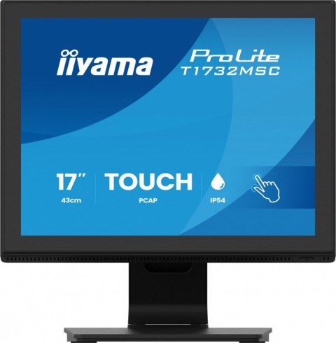 IIYAMA Monitor 17 cali T1732MSC-B2S pojemnościowy 10pt, IP54, HDMI, DP, VGA, 2x1W, 5:4