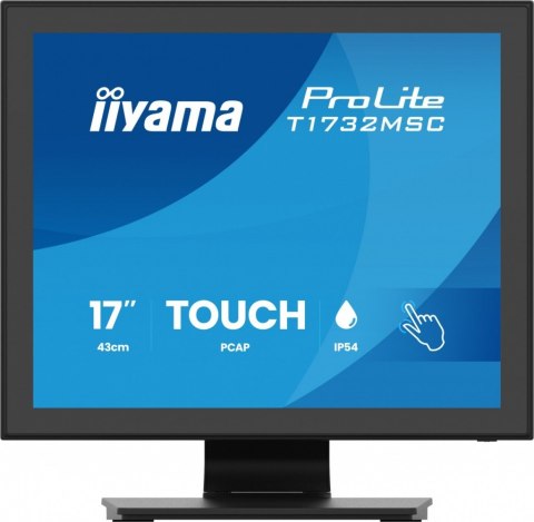 IIYAMA Monitor 17 cali T1732MSC-B2S pojemnościowy 10pt, IP54, HDMI, DP, VGA, 2x1W, 5:4