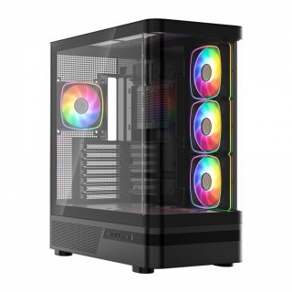 MODECOM Obudowa VOLCANO AQ100 MID ARGB szkło 4 wentylatory czarna